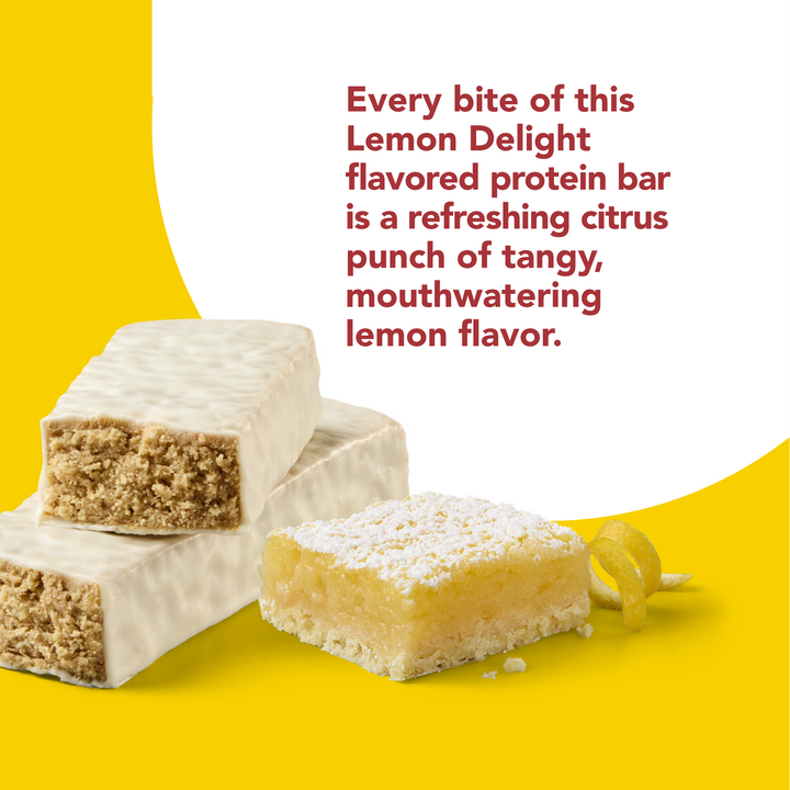 High Protein Bar, Lemon Delight -Every bite of this Lemon Delight flavoured protein bar is a refreshing citrus punch of tangy, mouthwatering lemon flavor.
