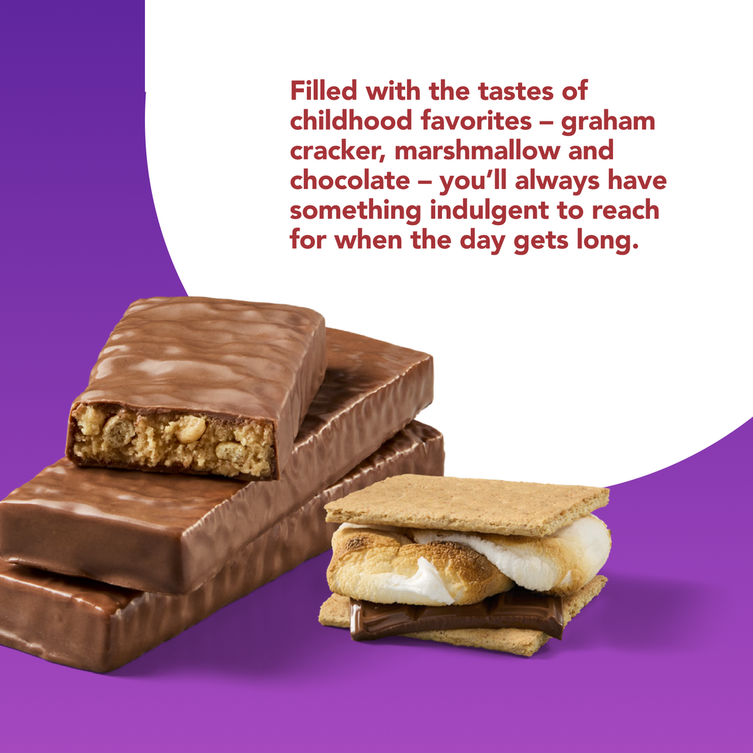 Protein Snack Bar, S'mores - Filled with the taste of childhood favorites - graham crackers, marshmallow and chocolate - you'll always have something indulgent to reach for when the day gets long.