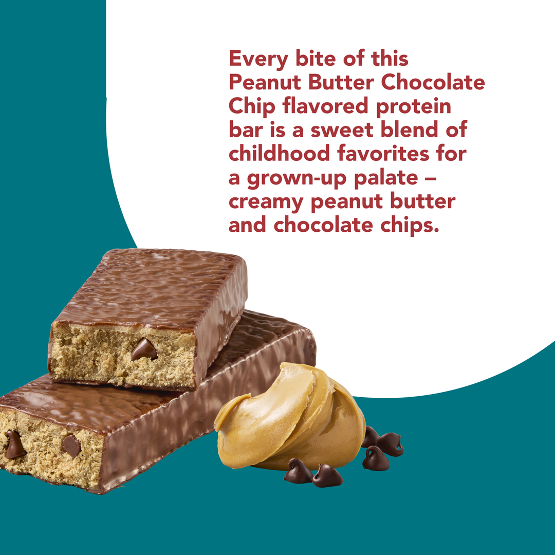 Plant-Based High Protein Bar, Chocolate Mint - Every bite of this Peanut Butter Chocolate Chip flavored protein bar is a sweet blend of childhood favorites for a grown-up palate - creamy peanut butter and chocolate chips.
