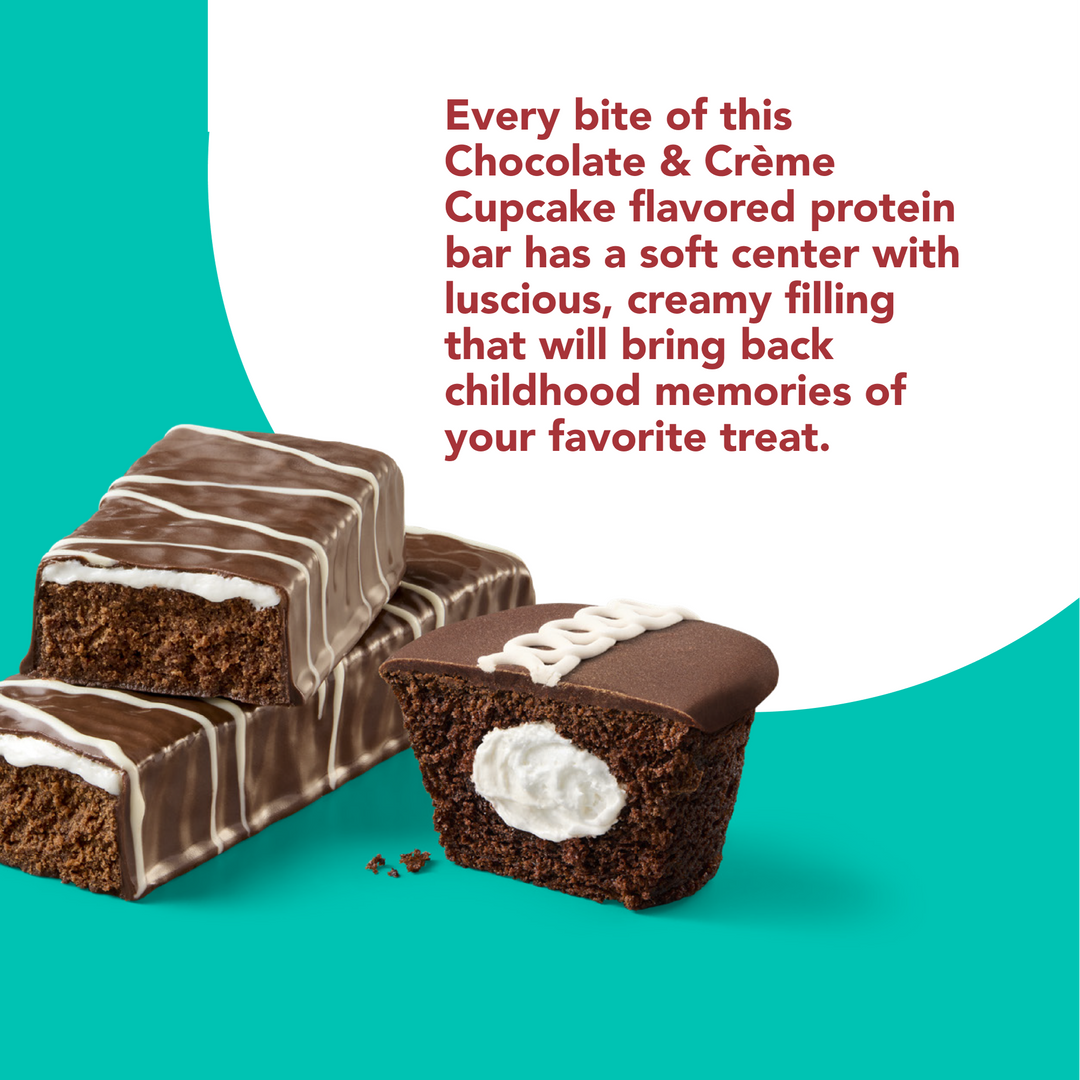 Sweet Treat High Protein Bar, Chocolate Crème Cupcake - Every bite of this Chocolate & Creme CupcakeBoston Creme Pie flavored protein bar has a soft center with luscious, creamy filling that will bring back childhood memories of your favorite treats.