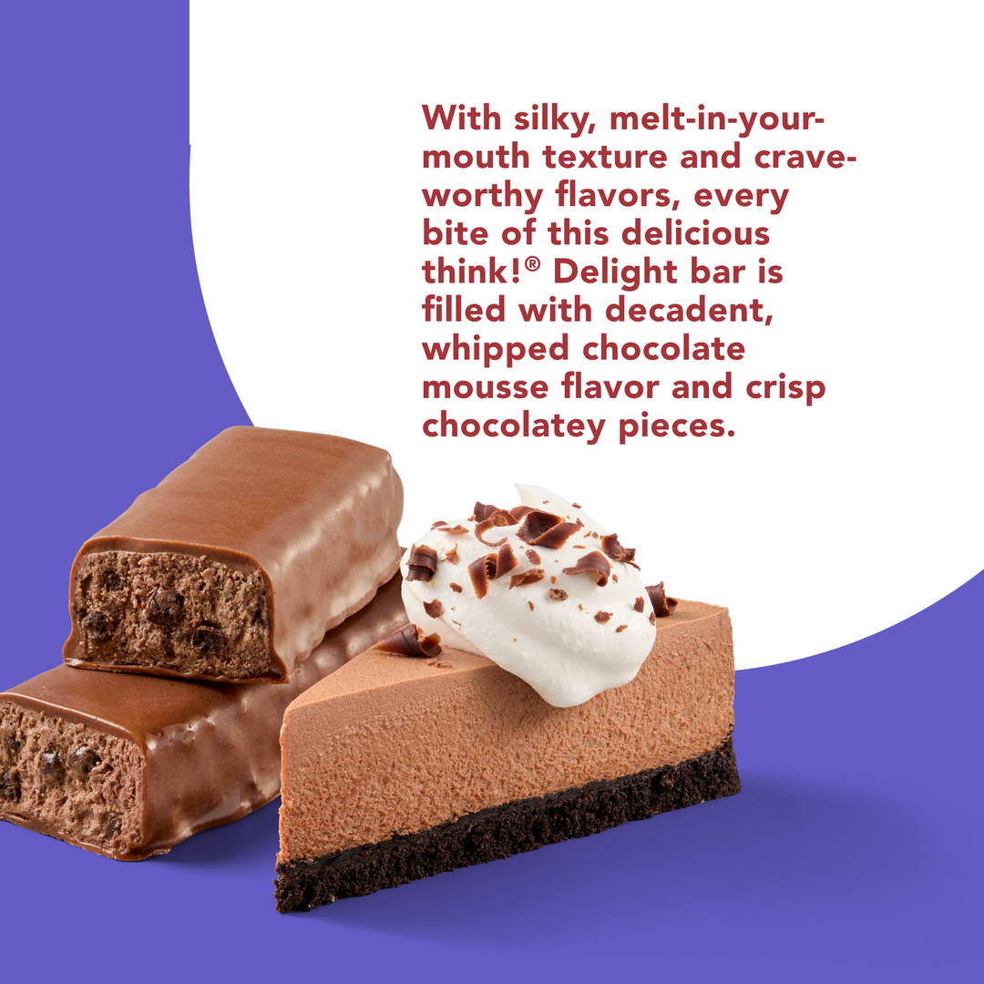 Delight, Chocolate Mousse - with silky, melt-in-your-mouth texture and crave-worthy flavors, every bite of this delicious think Delight bar is filled with decadent, whipped chocolate mousse flavor and crisp chocolatey pieces.
