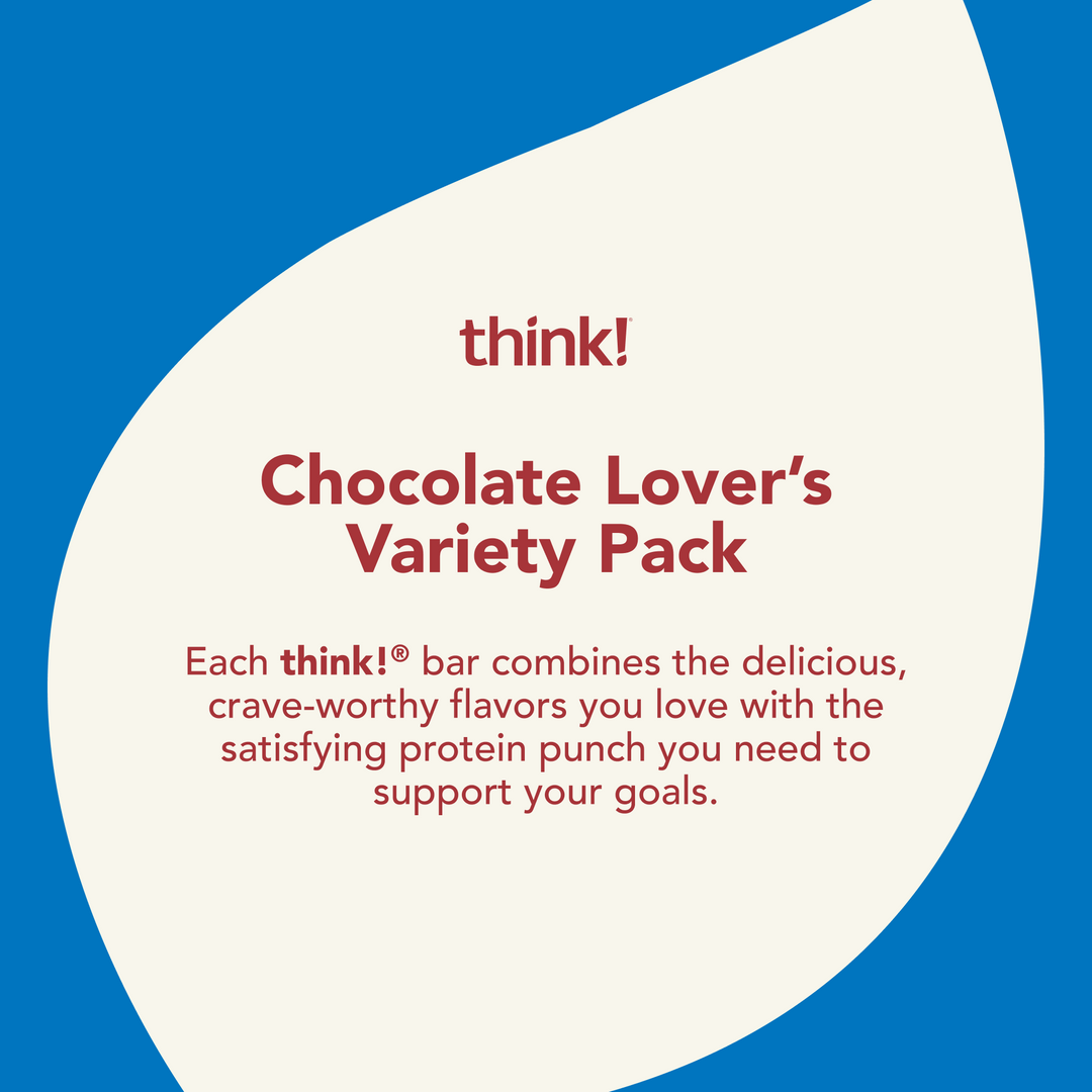 Chocolate Lover's Variety Pack - Each think! bar combines the delicious. crave-worthy flavors you love with the satisfying protein punch you need to support your goals.