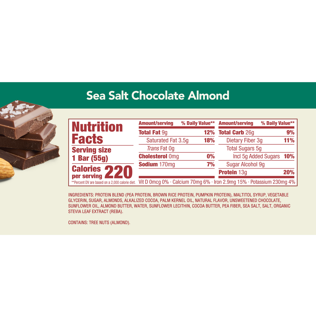 Vegan Variety Pack - Nutritional Facts for Seas Salt Chocolate Almond
